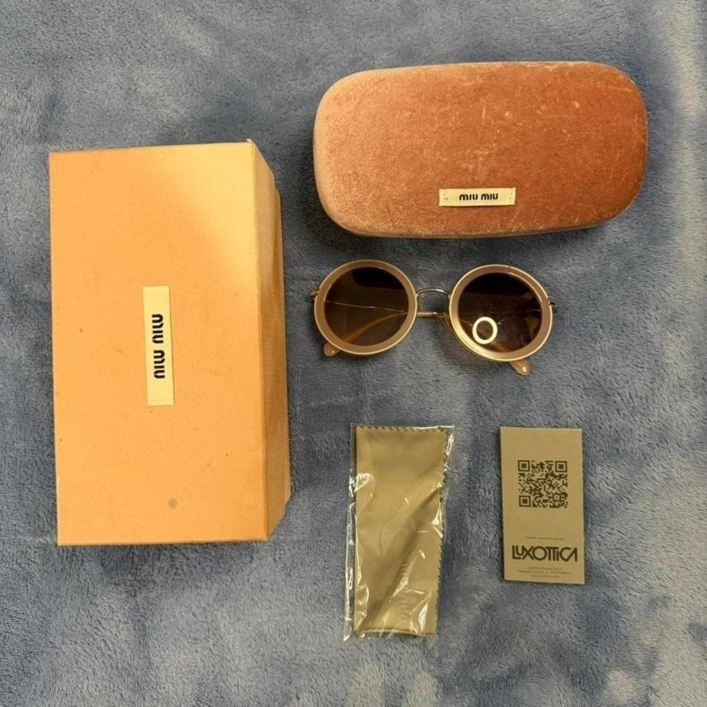 Miu Miu gold sunglasses with pink‎ lenses authentic